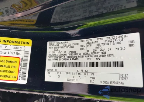 2021 Ford Bronco Outer Banks из США, поврежденный, VIN 1FMEE5DP2MLA89419